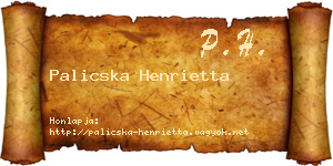 Palicska Henrietta névjegykártya